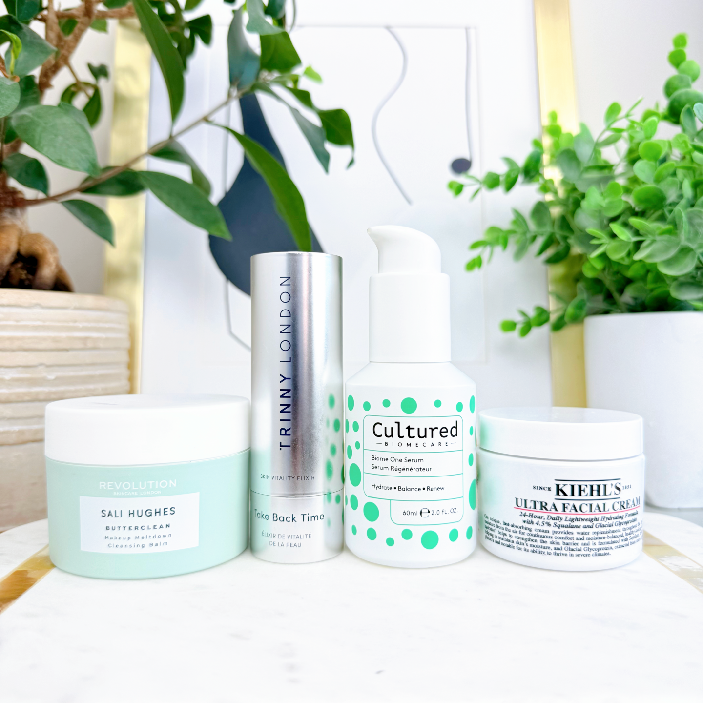 Revolution x Sali Hughes Butterclean Makeup Meltdown Cleansing Balm Trinny London Take Back Time Skin Vitality Elixir Cultured Biomecare Biome One Serum* Kiehl's Ultra Facial Cream