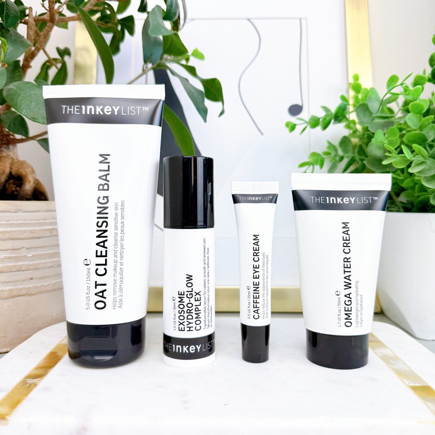 The Inkey List Oat Cleansing Balm The Inkey List Exosome Hydro-Glow Complex The Inkey List Caffeine Eye Cream The Inkey List Omega Water Cream